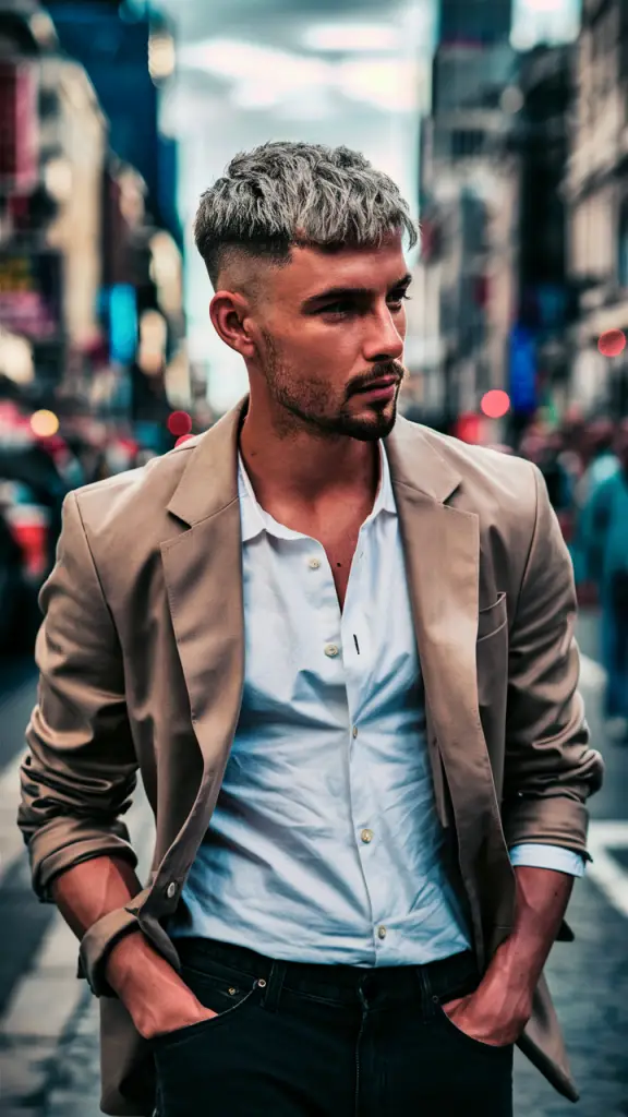 Natural flowing layers in a medium-length men’s haircut