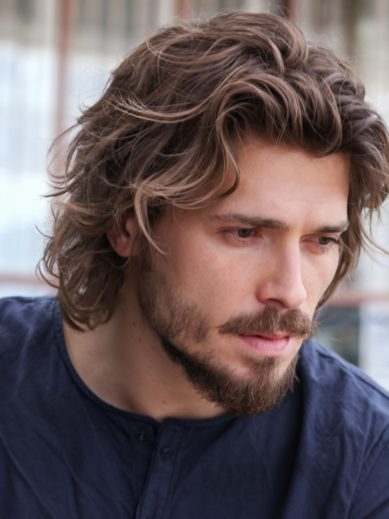 Textured medium-length haircut with volume for men