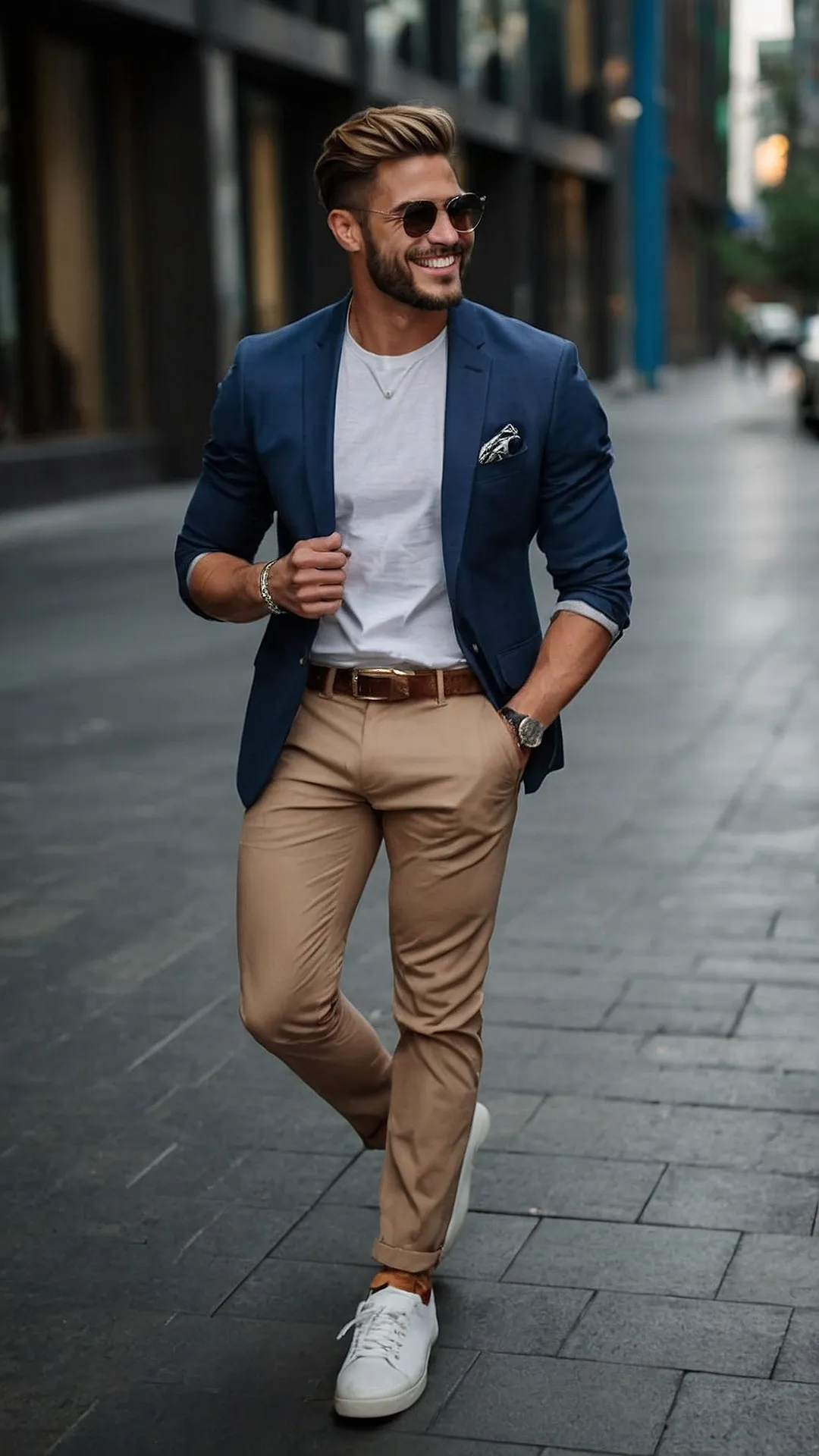 Ivory Blazer and Light-Toned Trousers for Men