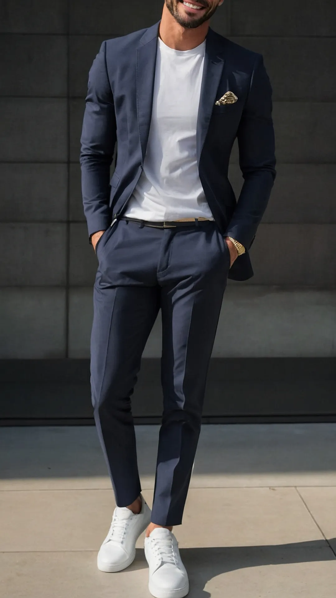 Semi-Formal Evening Look with Dark Suit