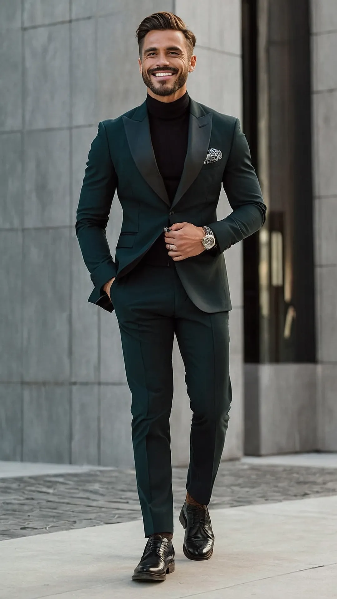 Dark Blazer with Cream Trousers for Men