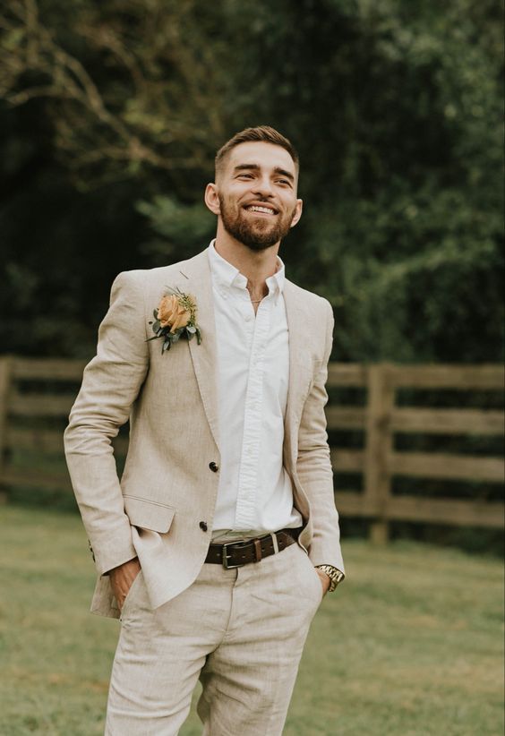 Wedding Outfit Men Ivory Suit