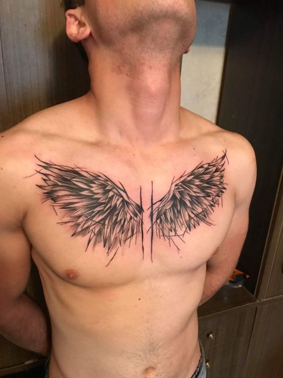 Detailed Warrior-Themed Chest Tattoo with Historical Influence