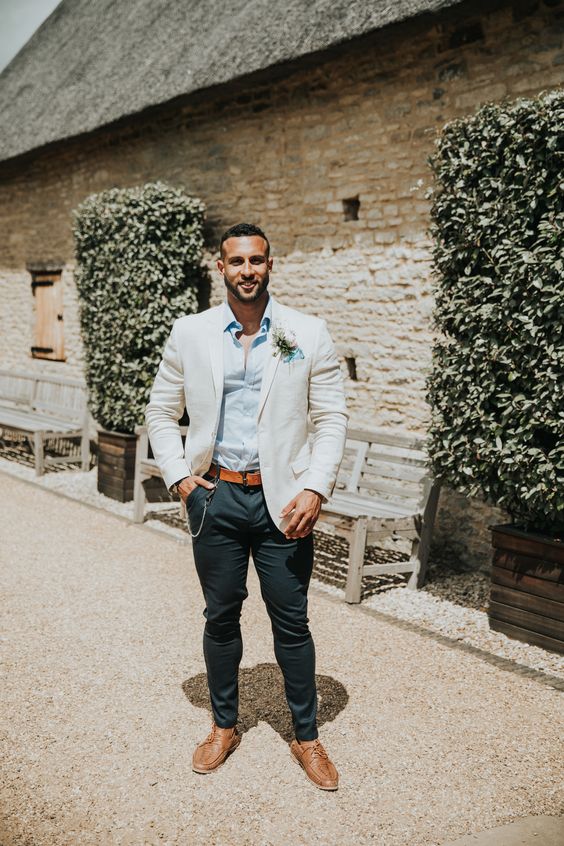 Wedding Outfit Men Dusty Blue Suit