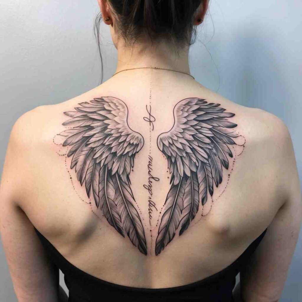 Angel Wings Memorial Chest Tattoo