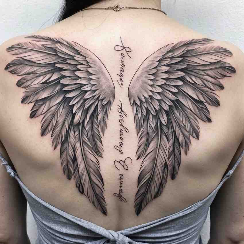 Angel Wings Forearm Memorial Tattoo