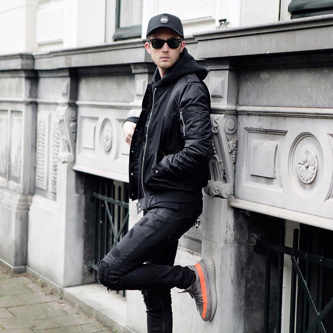 Layered All-Black Outfit for Men