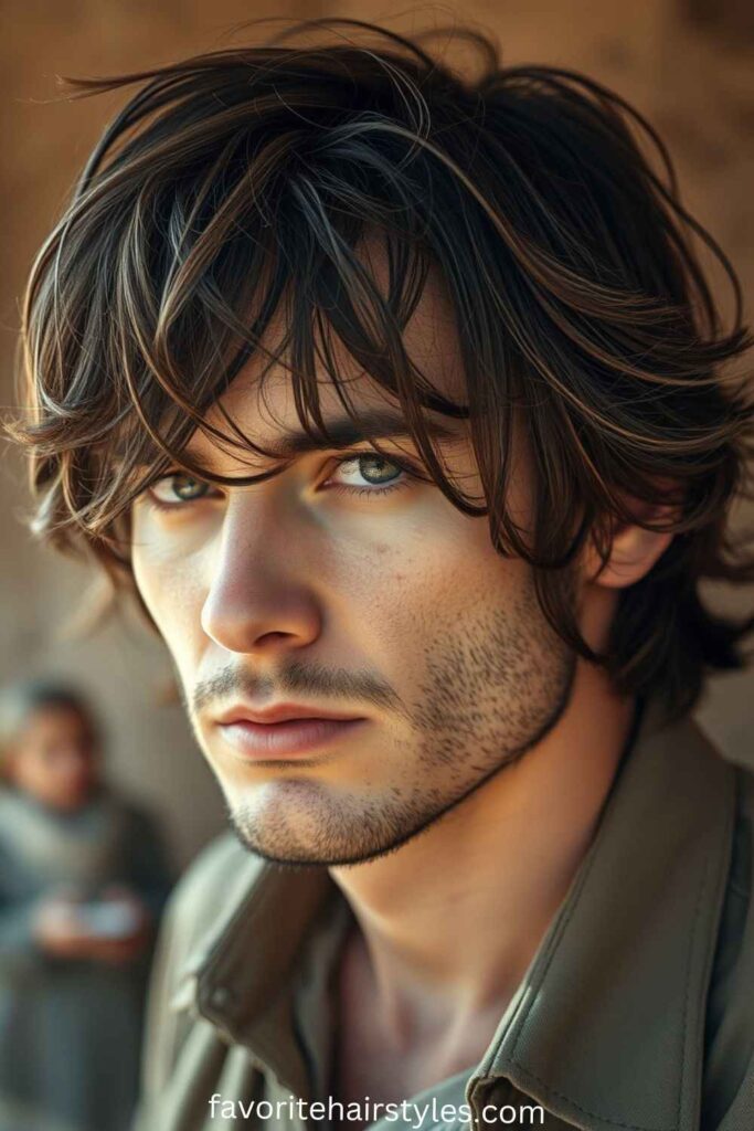 Disconnected layers medium-length hairstyle for men