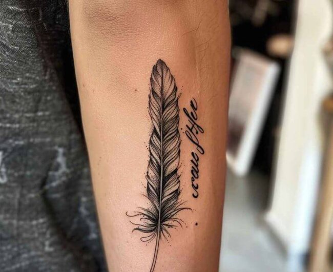 Delicate Feather Tattoo