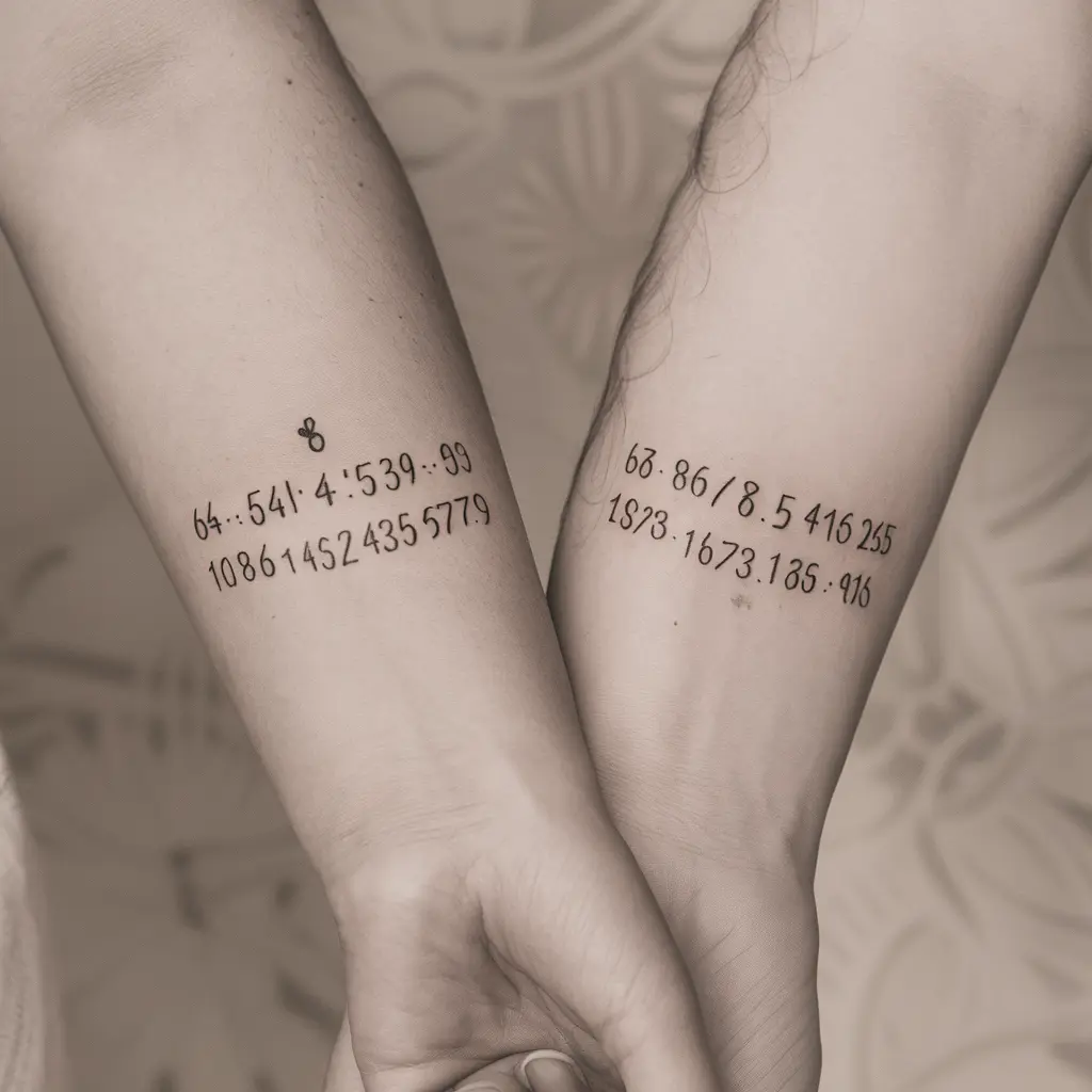 Personalized Matching Coordinates Tattoo