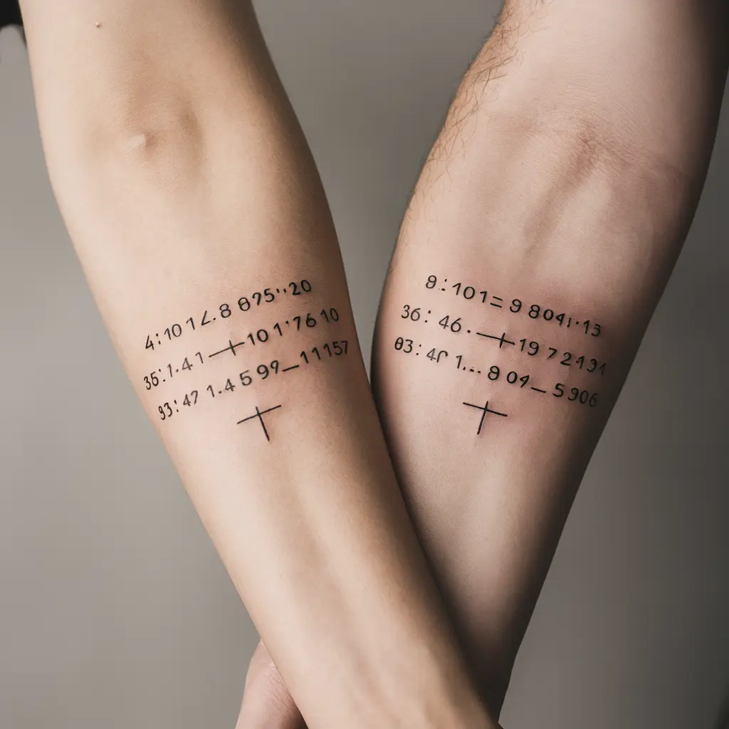 Matching Location Coordinates Tattoos