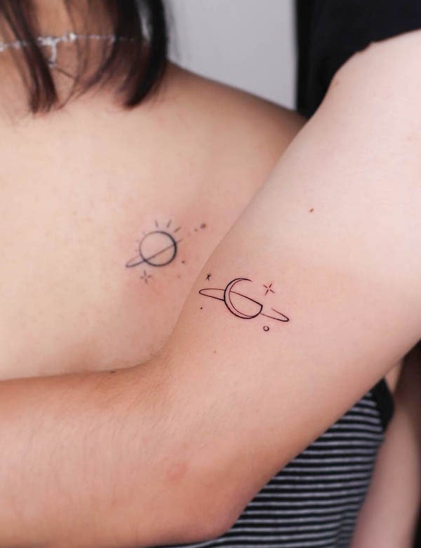 Matching Simple Moon Tattoos