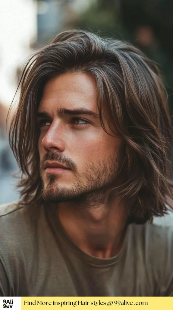 Classic medium-length straight hairstyle for men