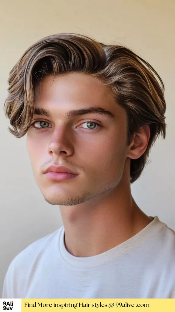 Classic straight medium-length haircut for men