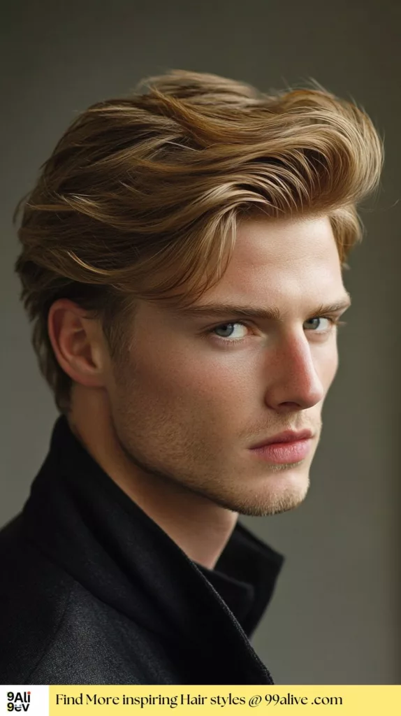 Sleek medium-length straight hairstyle for men