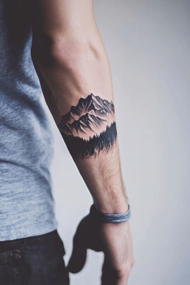 Minimalist Mountain Range Tattoo for Men