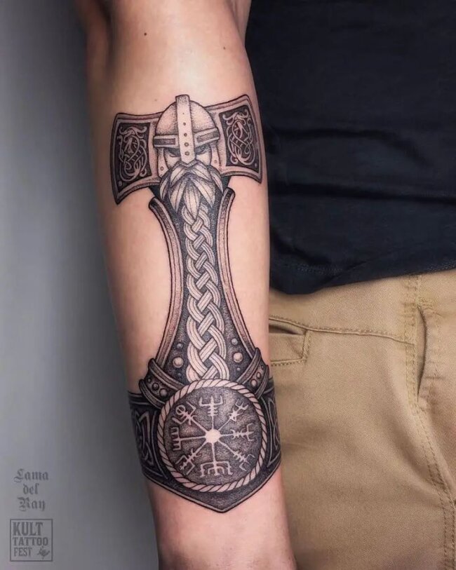 Norse Hammer of Thor Tattoo for Men