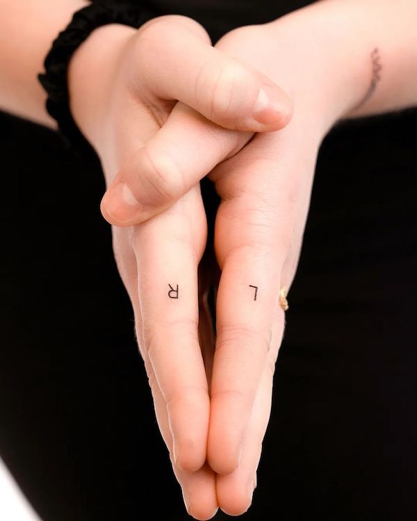 Simple Matching Initial Finger Tattoos by @small.tattoos