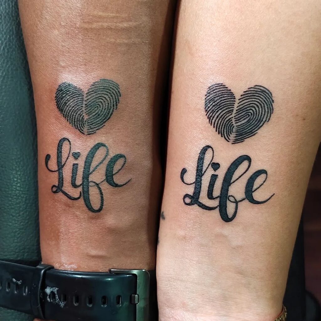 Interlocking Heartbeat Tattoos