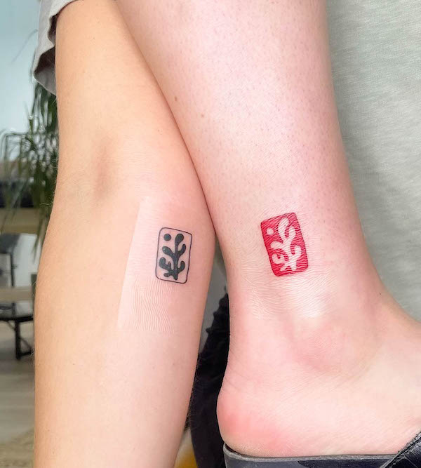 Stamp-Style Floral Tattoos