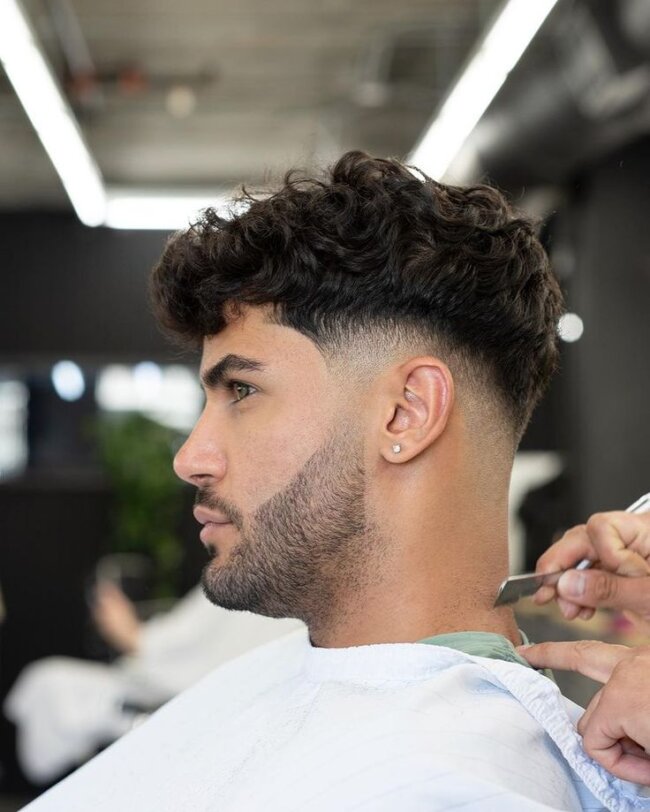 Tapered Curly Mid Fade