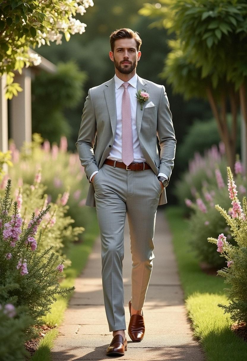 Wedding Summer Outfit Men Beige Suit