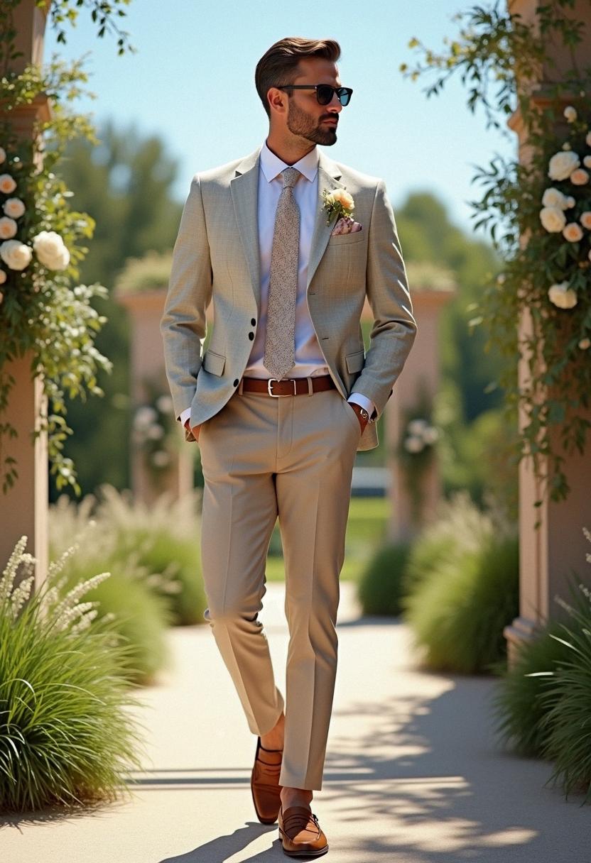 Wedding Summer Outfit Men Soft Pastel Suit