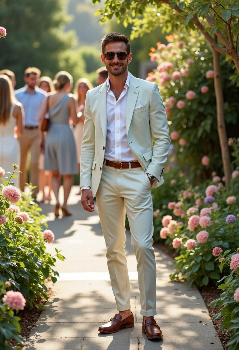 Wedding Summer Outfit Men Light Olive Green Suit