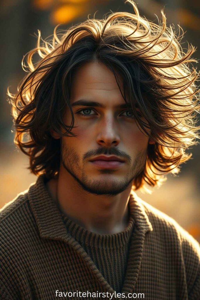 Windswept medium-length hairstyle for men