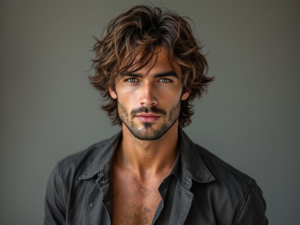 Messy Layered Medium-Length Hair for Men