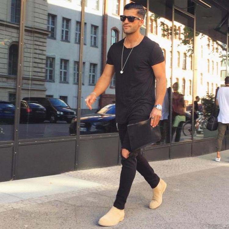 All-Black Ripped Denim Street Style for Men