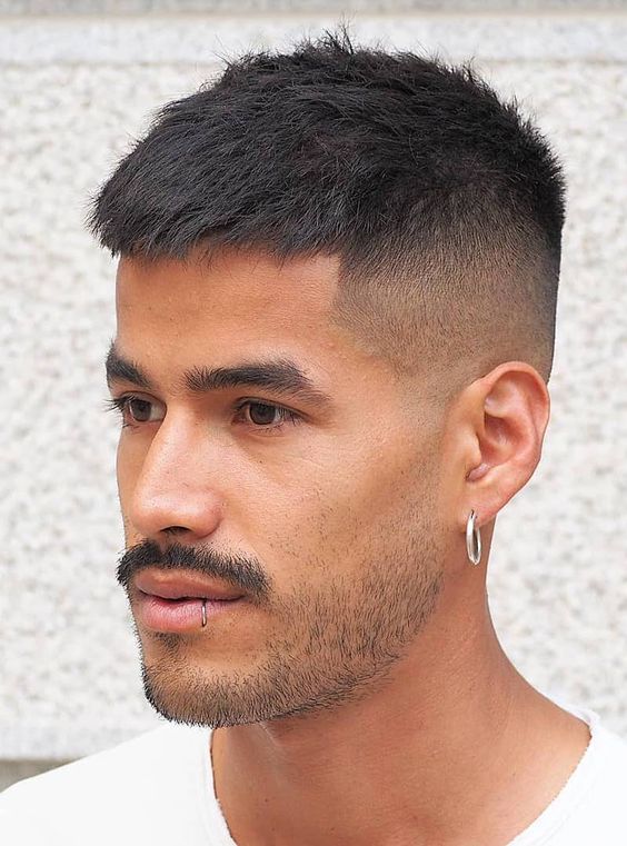 Textured Long Buzz Cut with Tapered Sides