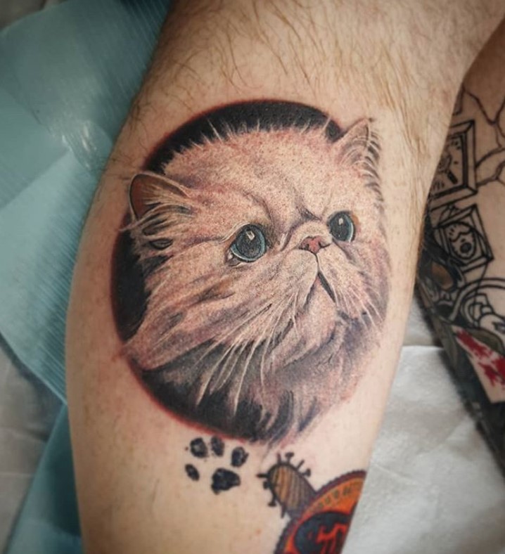 Cat Memorial Tattoo with Heart and Paw Print