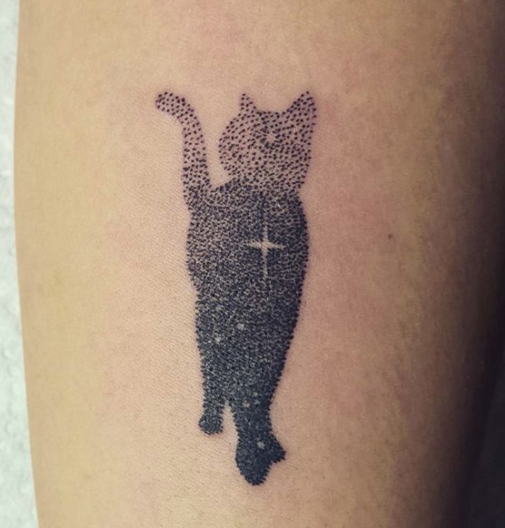 Cat Memorial Tattoo with Heart and Initial