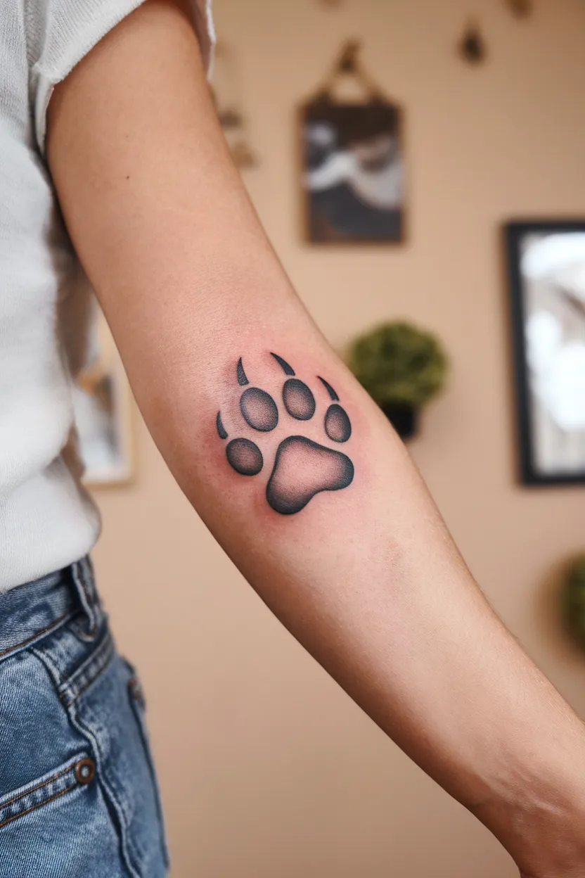 Classic Cat Paw Print Tattoo