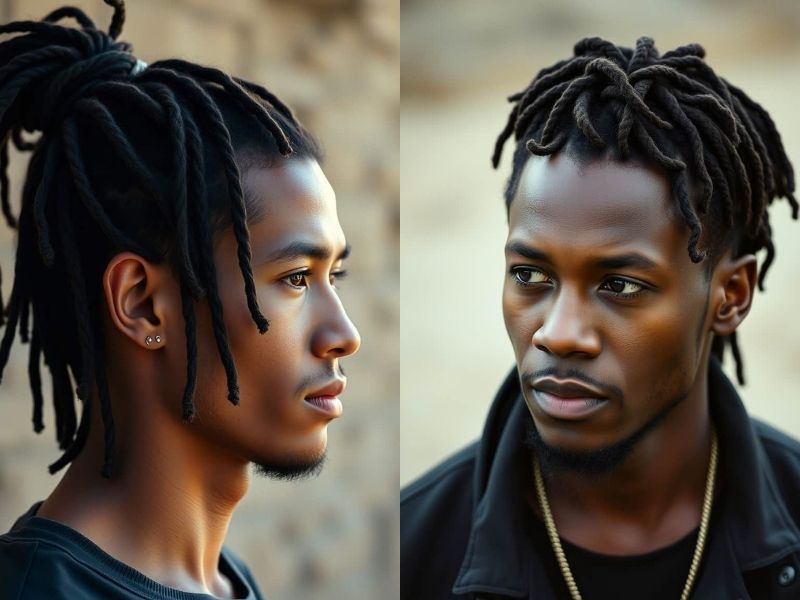 Classic Shoulder-Length Dreadlocks with a Middle Part