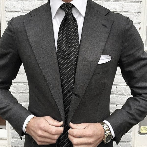 Black Suit with Striped Tie for Men