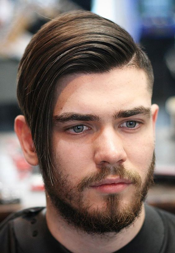 Textured Swept-Back Medium-Length Hair for Men