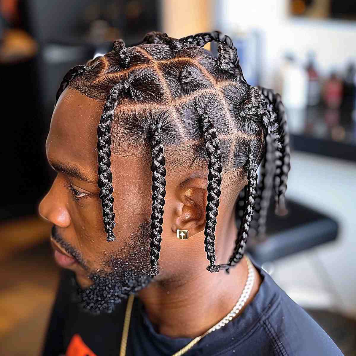 Bold Sectioned Braids for Short Hair