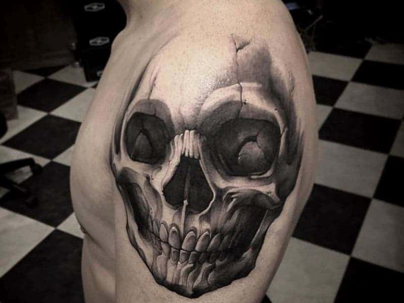 Edgy Skull Shoulder Tattoo