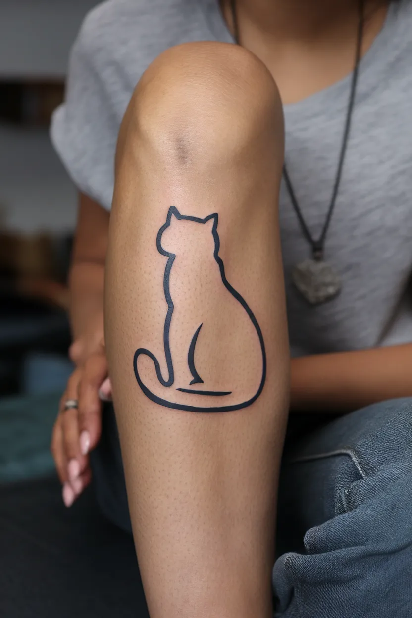 Simple Black Ink Cat Silhouette