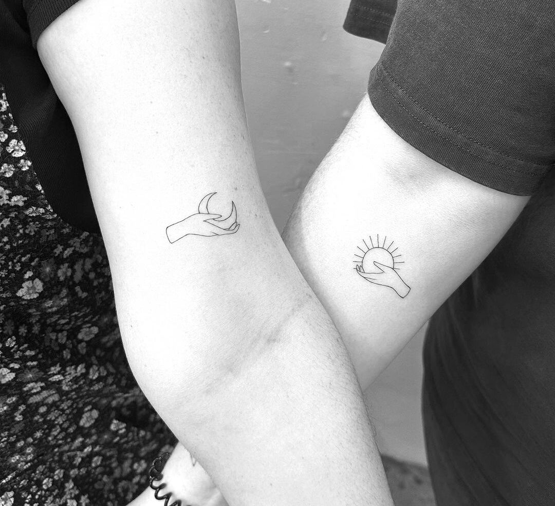 Sun and Moon Couple Tattoo