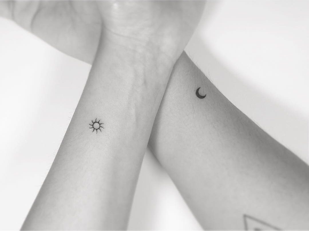 Sun and Moon Wrist Tattoo for Couples