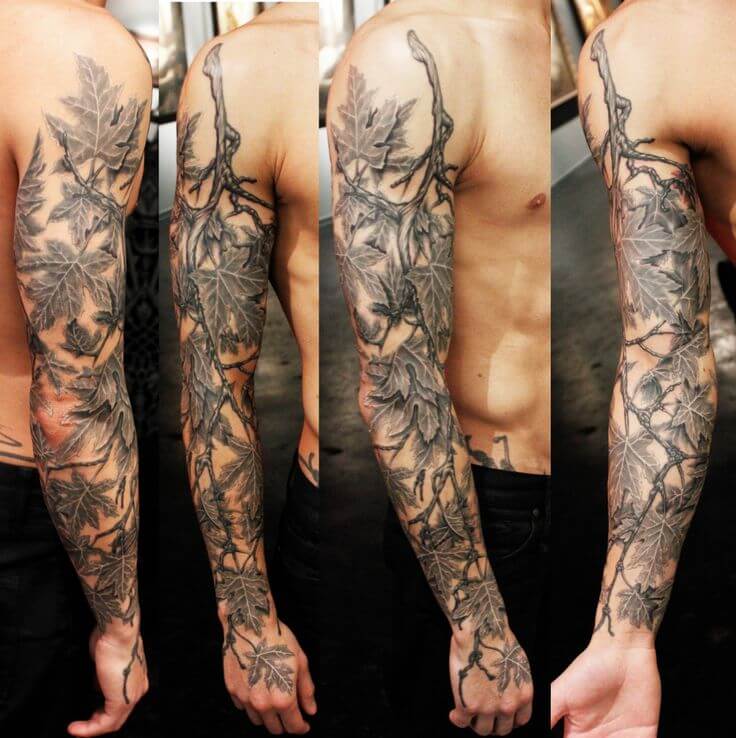 Nature-Inspired Sleeve with Tree and Leaves