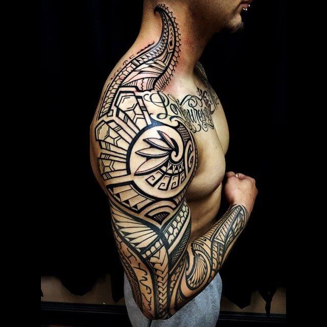 Bold Maori Tribal Sleeve with Cultural Symbolism