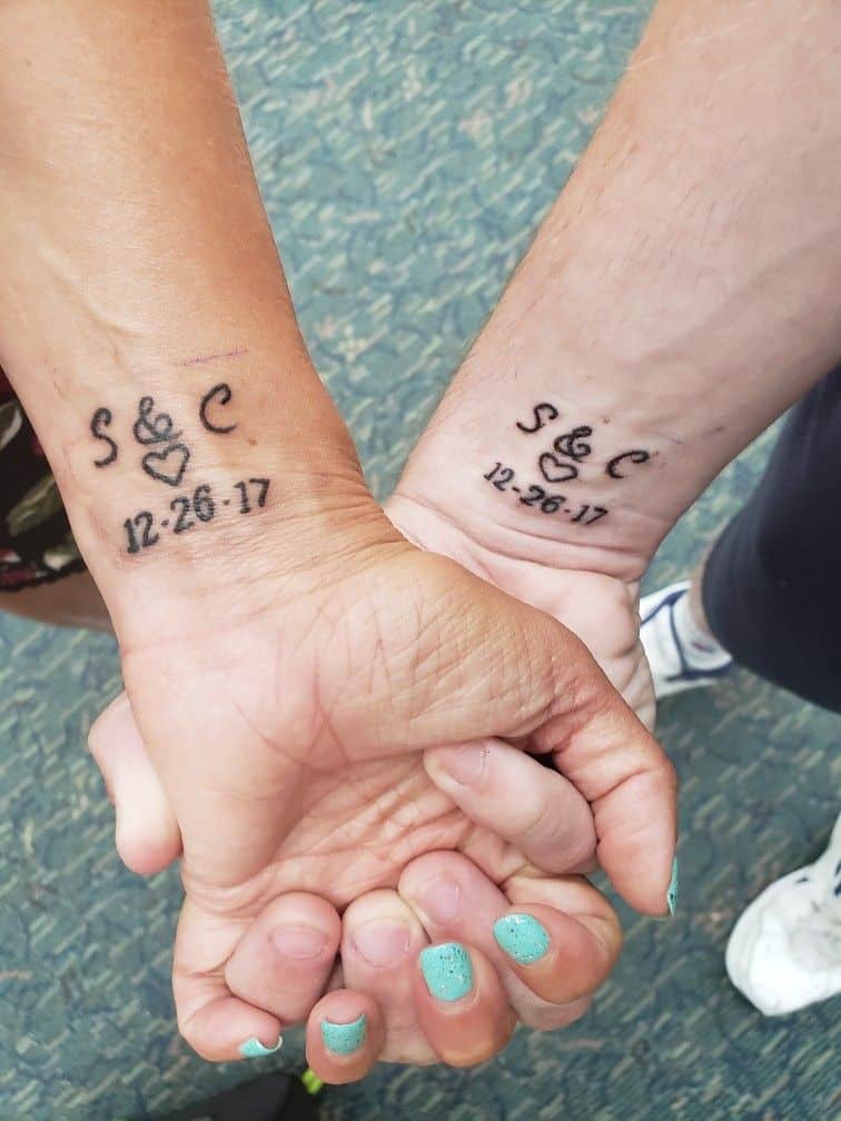 Matching Wedding Date Tattoos